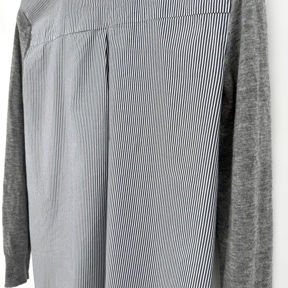 J.Crew Womens Merino Wool Blend Mixed Media Striped Layered Sweater Grey S - Picture 7 of 12